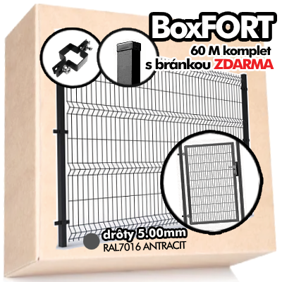 Box FORT  výška 1,7m / 60 m - ANTRACIT vrátane stĺpikov a príslušenstva
