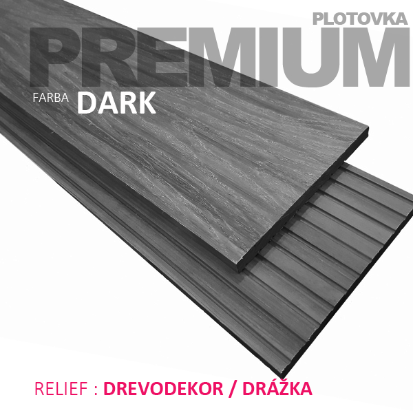 WPC plotovka PREMIUM / 145*12 / DARK / cena za bm